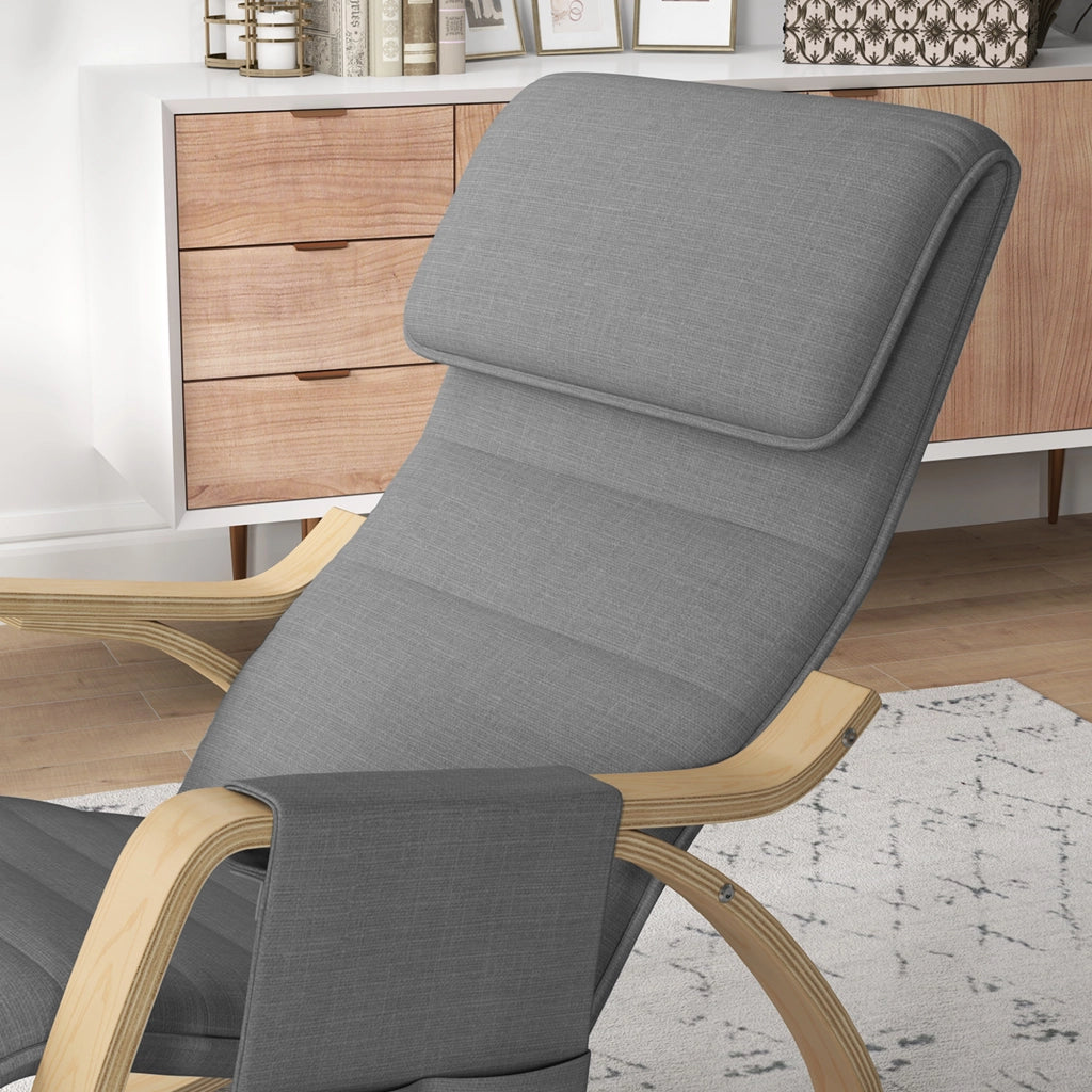 Poltrona relax a dondolo con poggiapiedi regolabile e schienale reclinabile ¨C Xylo ¨C Tessuto grigio