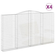 Set di 4 gabbioni ad arco per recinzioni a gabbia e muri di contenimento 400 x 30 x 220/240 cm ferro zincato argento 02_0041483