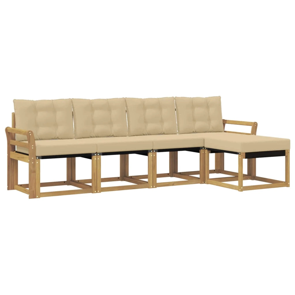 Set di divani da esterno con cuscino 5 pcs Bianco e Beige