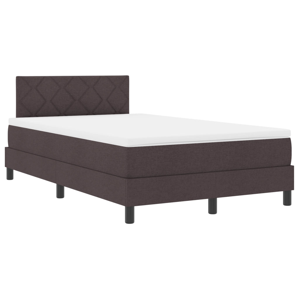 Letto con box spring e materasso marrone scuro 120x200 cm tessuto