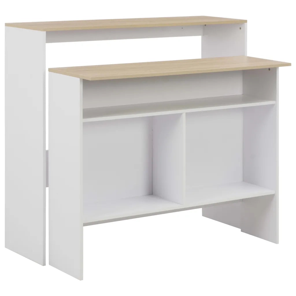 Tavolo da Bar a 2 Livelli Bianco e Rovere 130x40x120 cm cod mxl 77920
