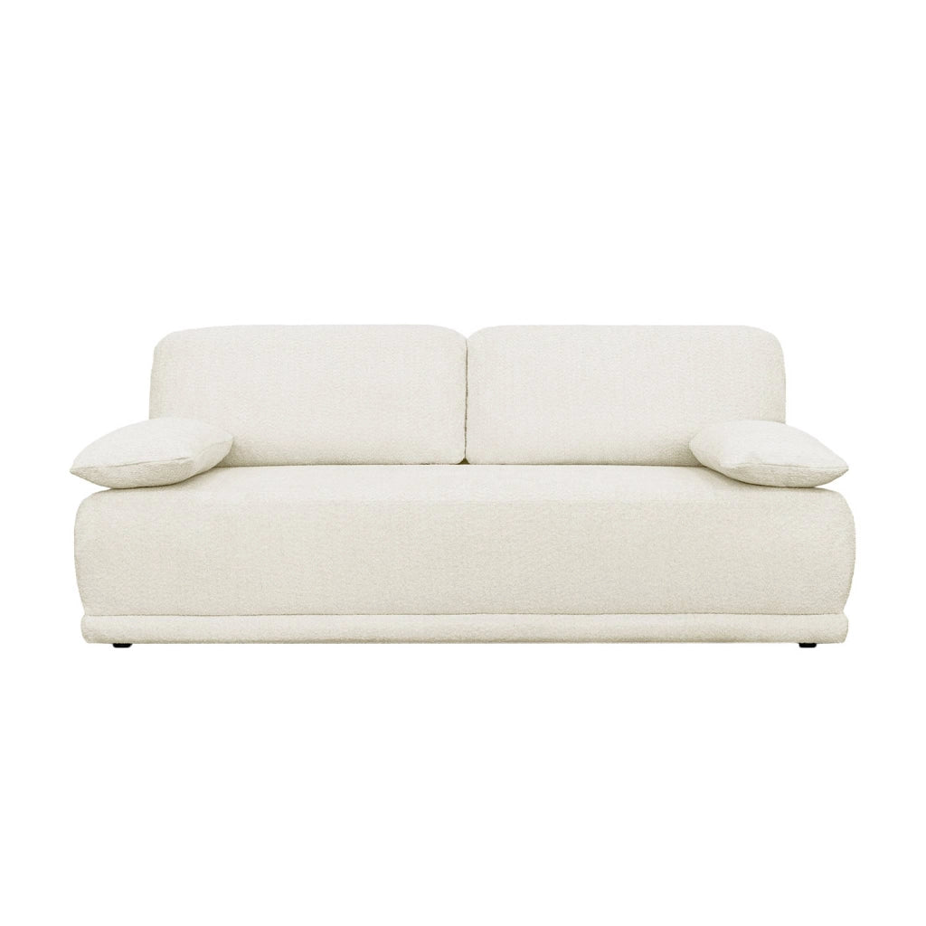 Divano letto bouclé, 3 posti, bianco sporco
