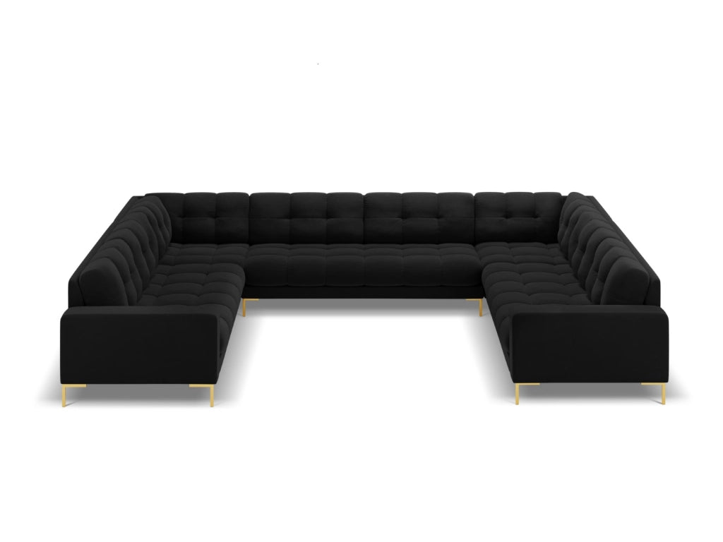 Cosmopolitan Design - Divano panoramico "Bali" 9 posti in velluto nero 
