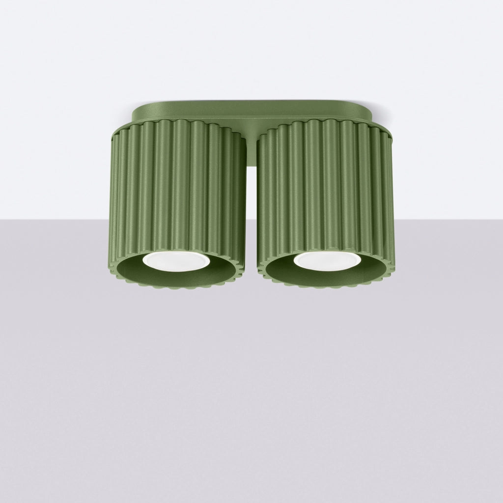 Plafoniera moderna verde oliva ovale 21cm 2 GU10 Pure Lume