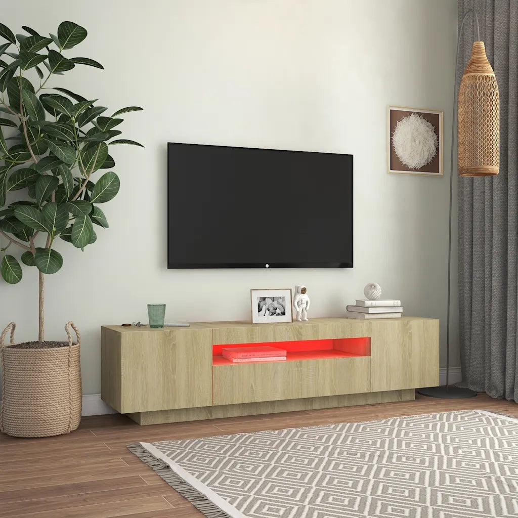 Mobile TV | Armadietto TV | Mobile Porta TV con Luci LED Rovere Sonoma 160x35x40 cm
