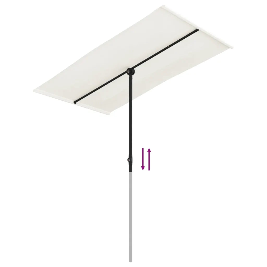 Ombrellone da Esterni-Ombrello da giardino Palo in Alluminio 180x110cm Bianco Sabbia