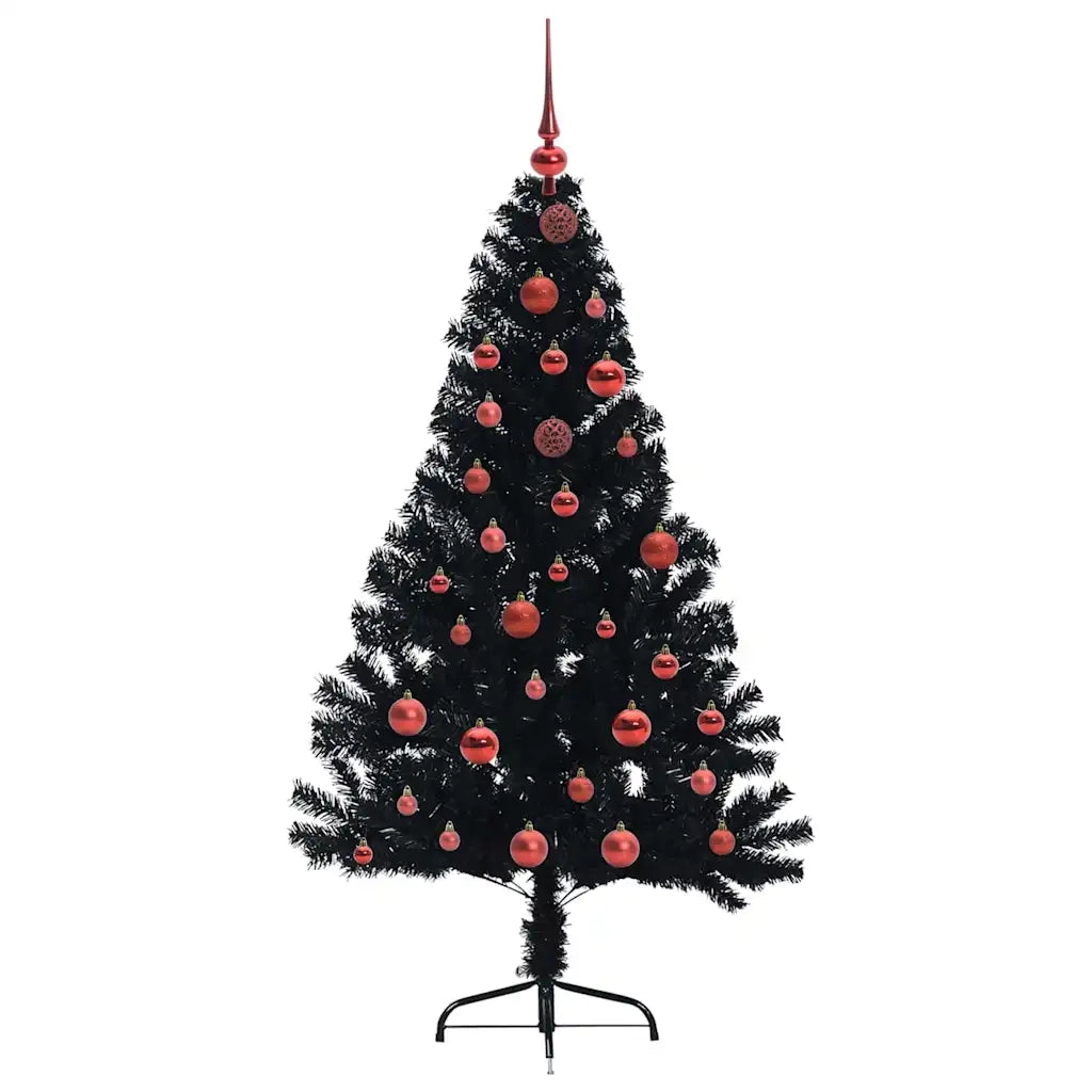 Albero di Natale | Decorazioni natalizie artificiale con luci integrate Nero 150 cm PVC