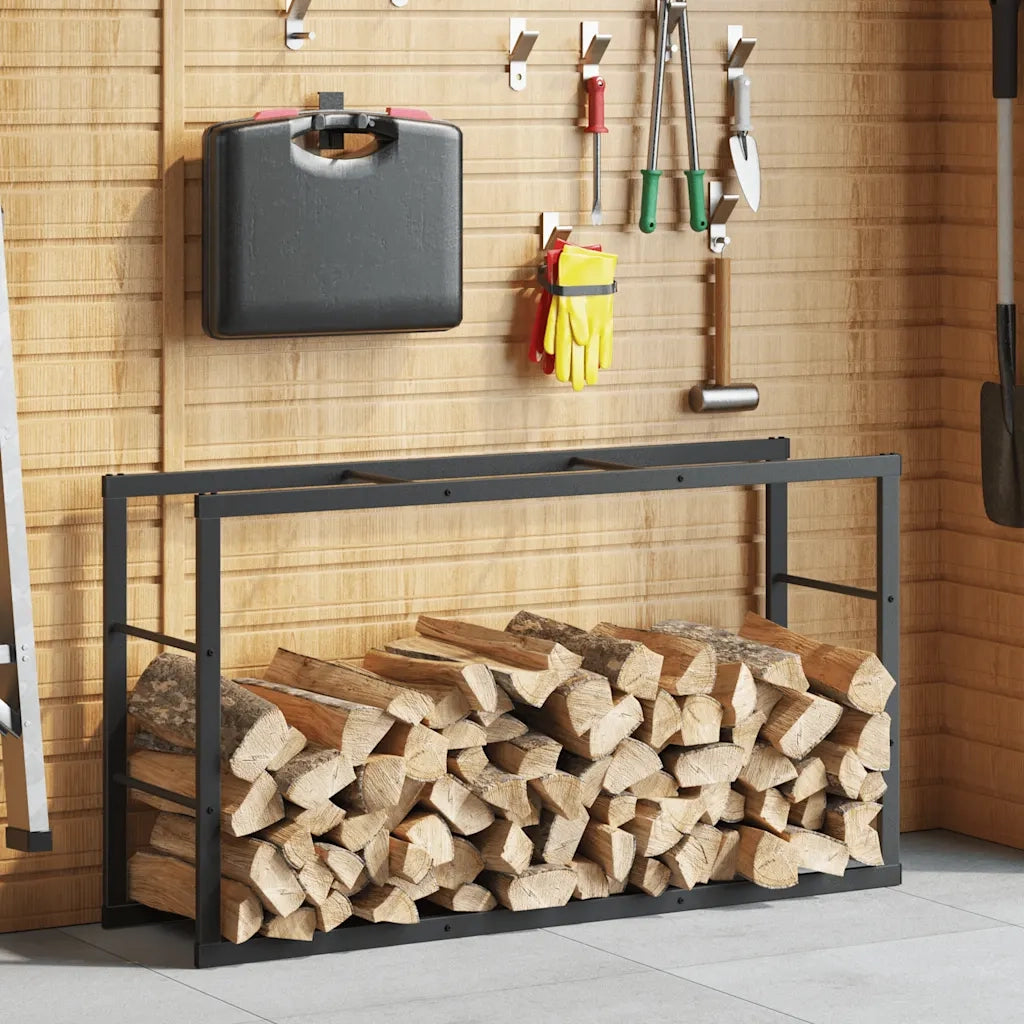 Rastrelliera per Legna da Ardere Nera 110x30x61 cm in Acciaio 4018466