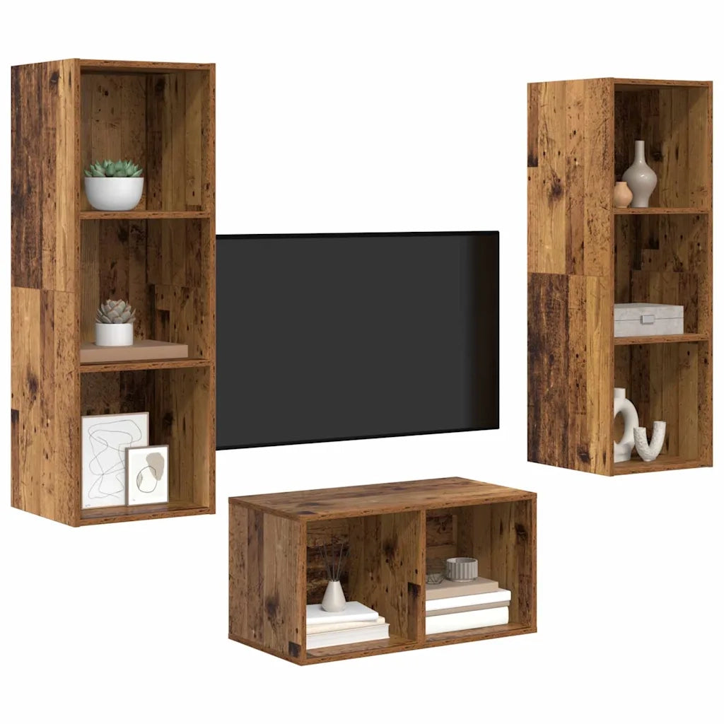 Set mobile TV | Armadietto TV | Mobile Porta TV Legno vecchio 37 x 37 x 107 cm Legno multistrato