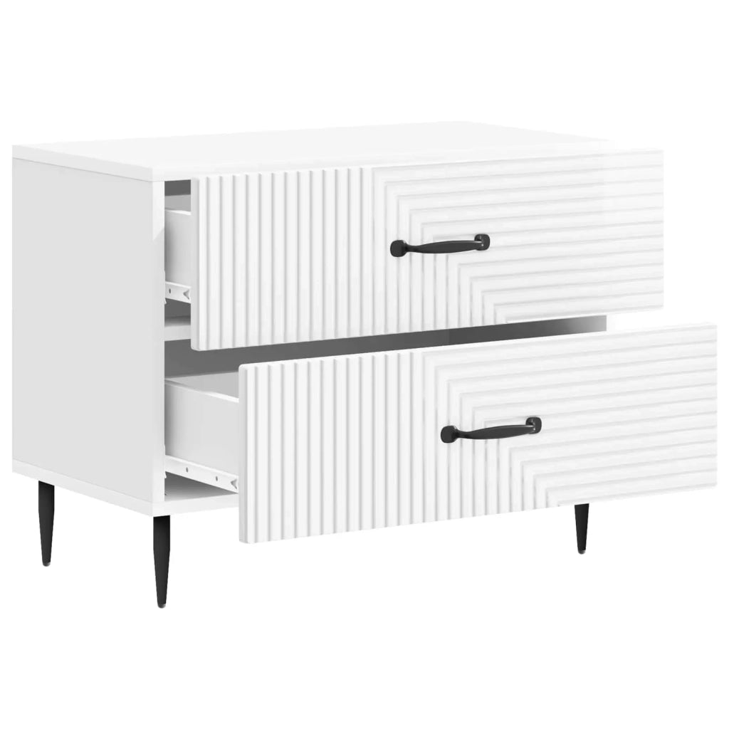 Comodino | Armadio da Notte | Mobiletto da notte con cassetto Bianco Lucido 62 x 34,5 x 47,5 cm