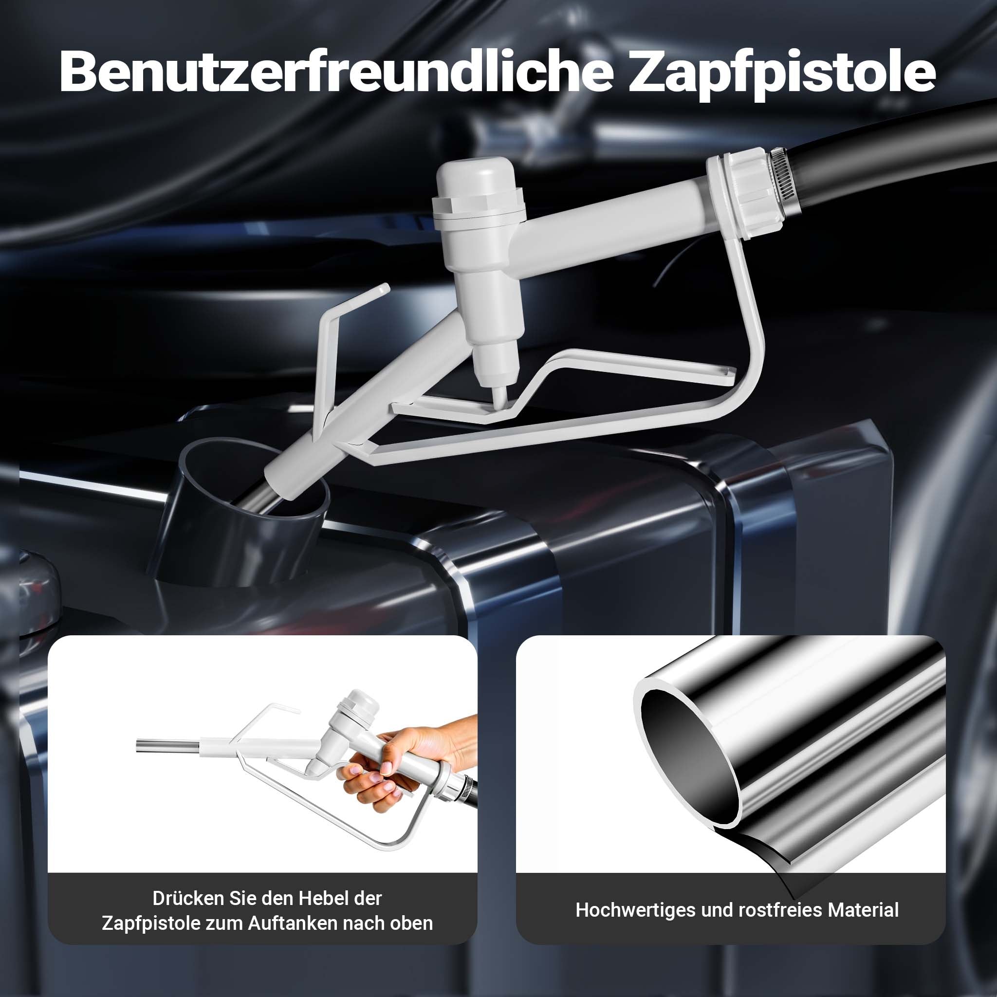 Serbatoio per trasporto gasolio e benzina da 60 l con pompa 75W da 14 l/min, serbatoio carburante portatile, contenitore mobile per carburante
