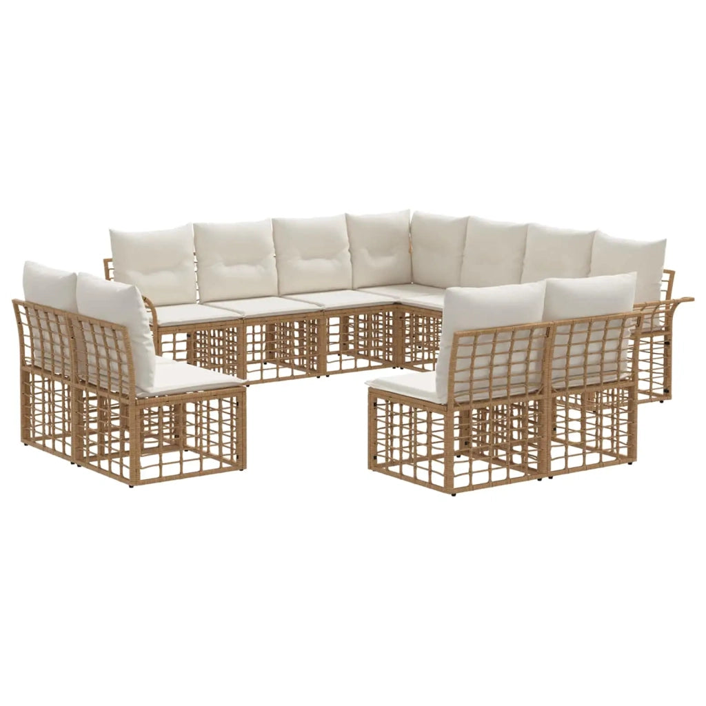 Set di divani da esterno 11 pcs Naturale e Bianco Crema 3437712