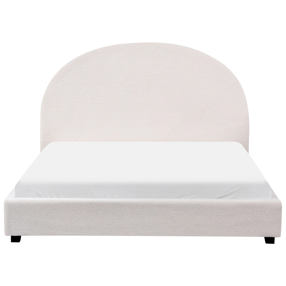 Letto matrimoniale bianco sporco in Boucle 140 x 200 cm Design minimalista retrò