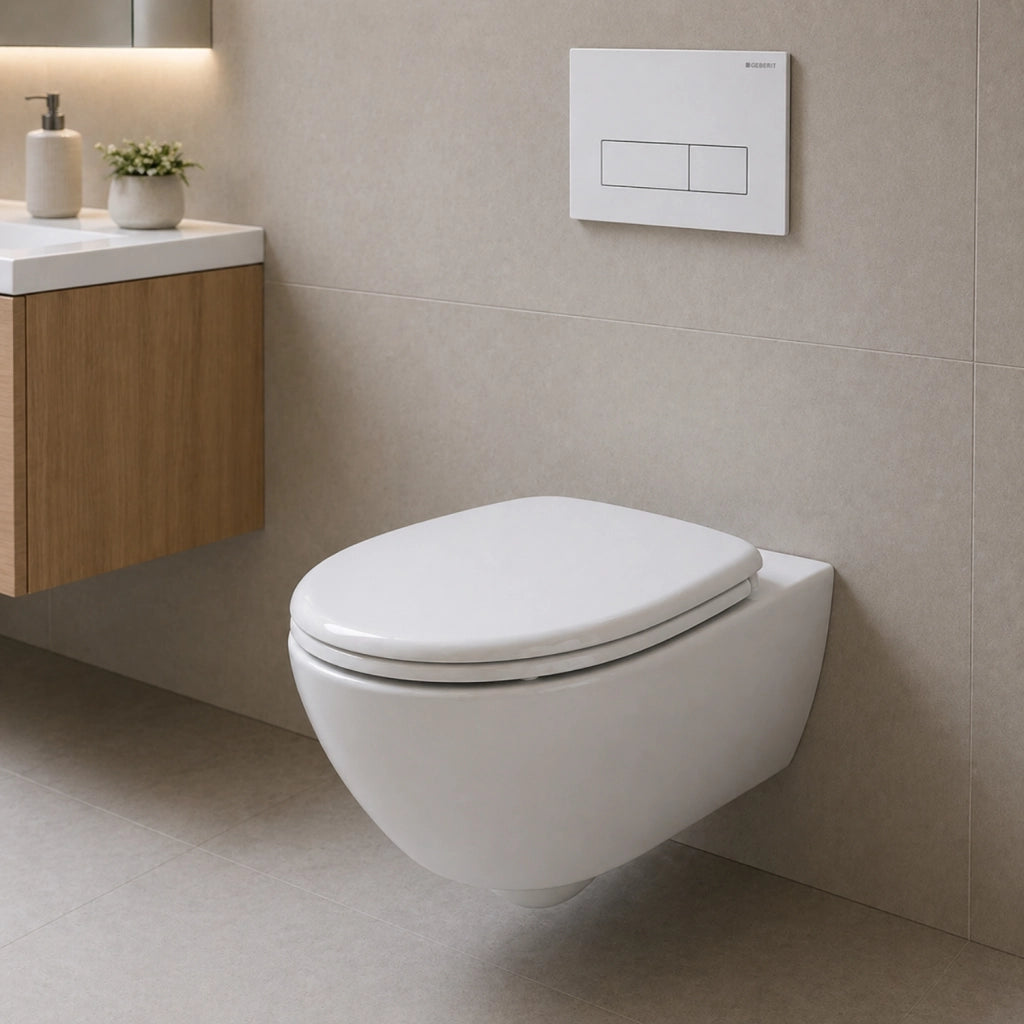 Em originale sedile copri wc igienico bianco universale tavoletta copriwater mdf rivestito cerniere regolabili