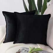 Set di 2 copri cuscino decorativi in flanella di lusso per divano per camera da letto Nero 45x45 cm Quadrato