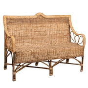 Divano in bambù e rattan marrone 130x48x99h