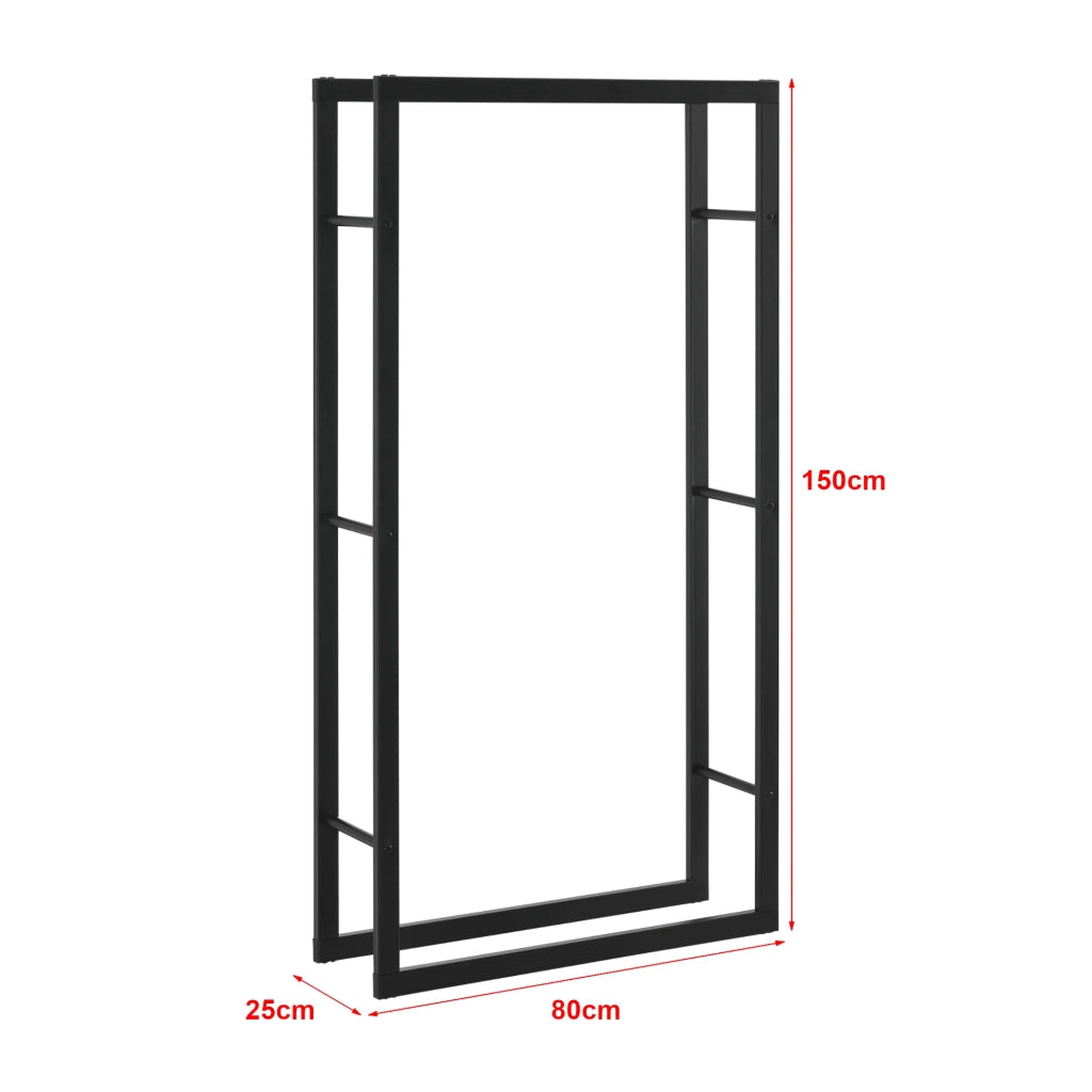 Portalegna per uso interno/esterno portalegna di design supporto per legna da ardere acciaio 80 x 25 x 150 cm nero 03_0006303
