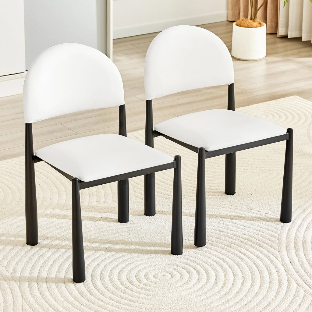 Set di 2 Sedie da Pranzo Moderne in PU con Schienale Semi-არღ?
