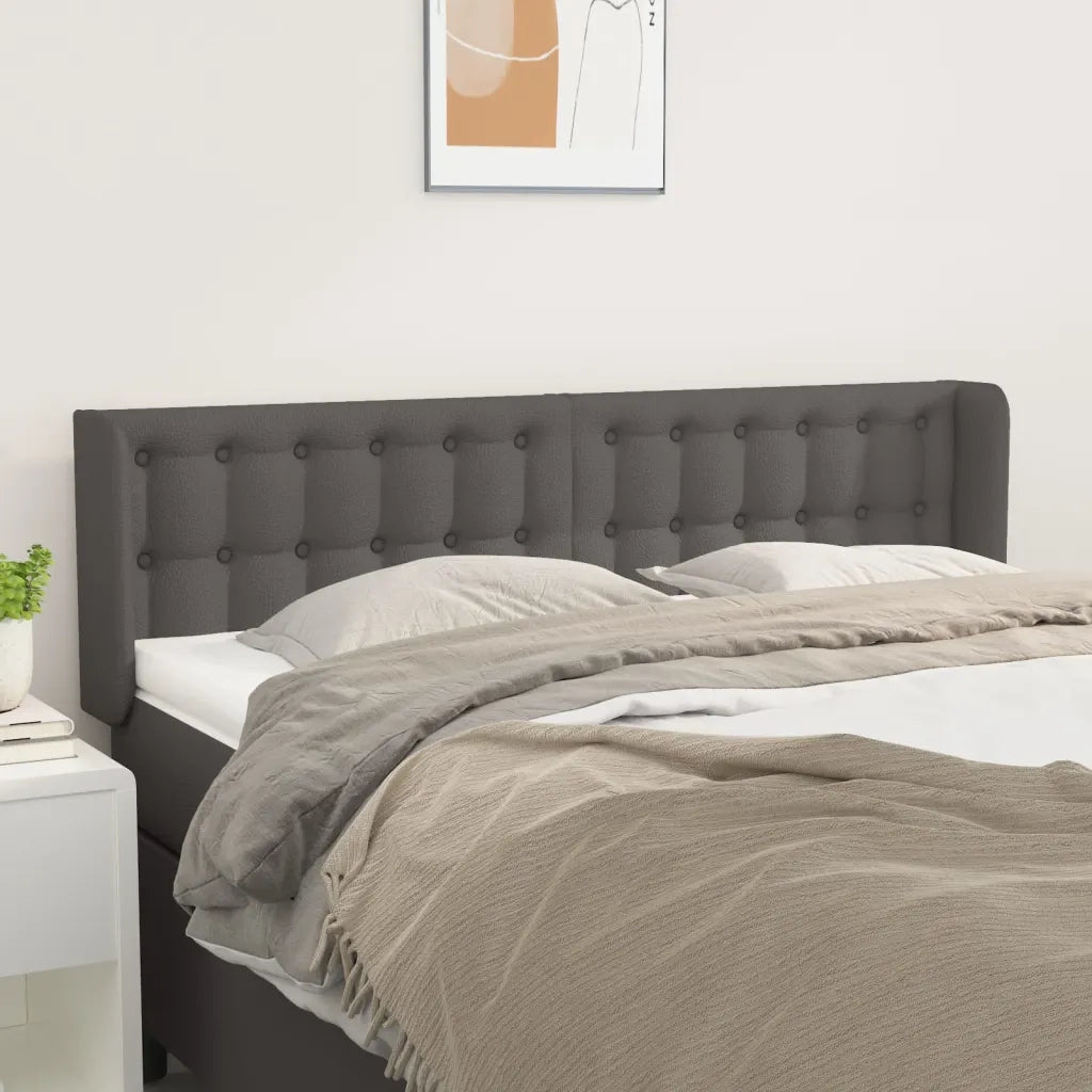 Testiera | Testata ad Orecchio Grigio 147x16x78/88 cm in Similpelle