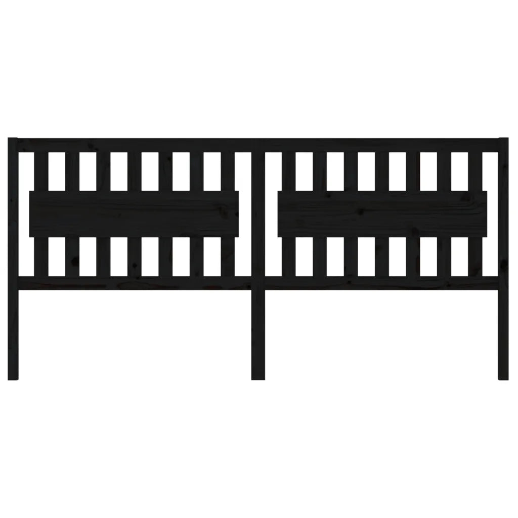 Testiera per Letto-Testata-Testiera Decorativa Nera 205,5x4x100cm in Legno Massello di Pino 382861