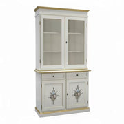 Cristalliera 2 porte shabby legno bianco decorata filo oro 105x42x206 - Mobili 2G