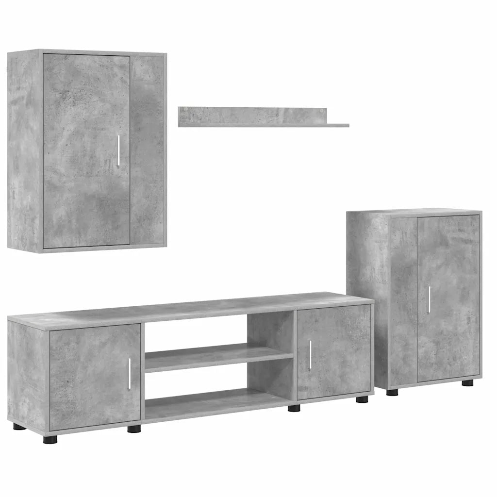 vidaXL Set di mobile TV da 4 pezzi 4 pcs Grigio cemento