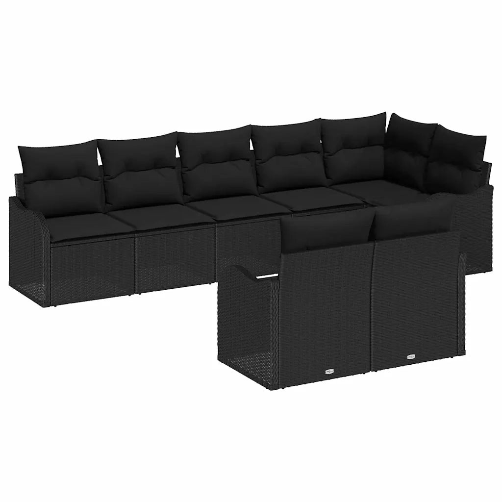 Set Divano da Giardino con archiviazione 8 pcs Nero polyrattan 3354422
