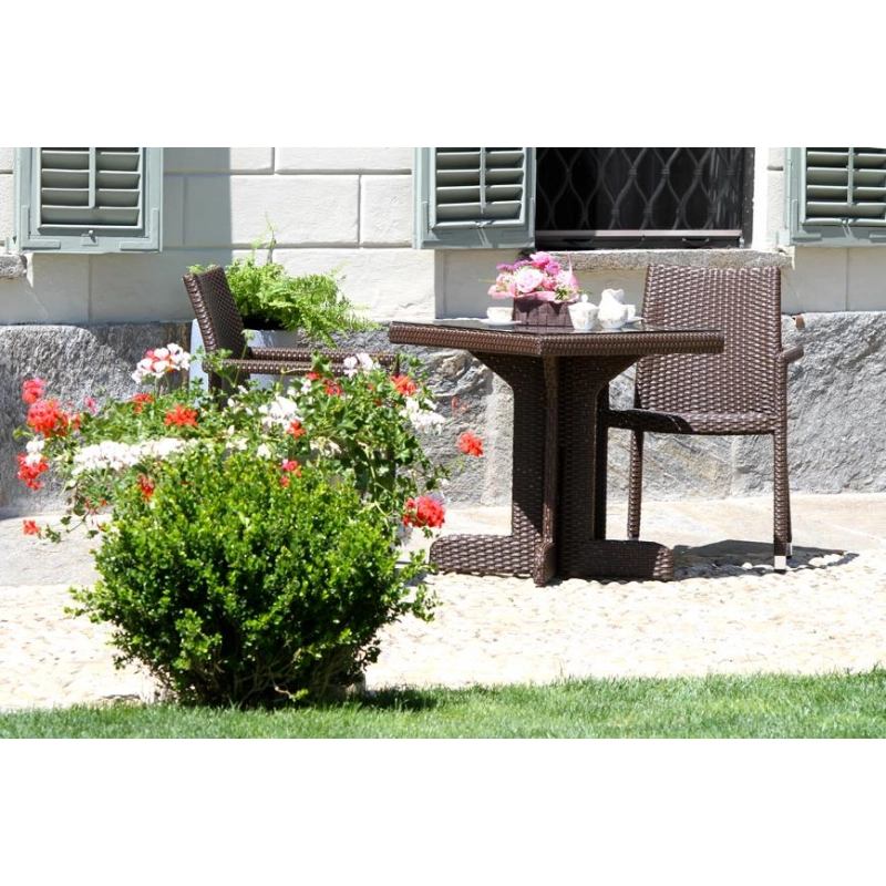 Poltrona adila polyrattan noce quadro cm 60x61h44/46/65/88