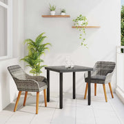 Set da Pranzo per Giardino con cuscino 3 pcs Grigio polyrattan 3261684