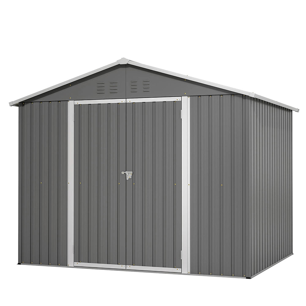 Ripostiglio per attrezzi in metallo - Xylo - 8x6FT - Colore antracite - Porta battante, ideale per attrezzi da giardino