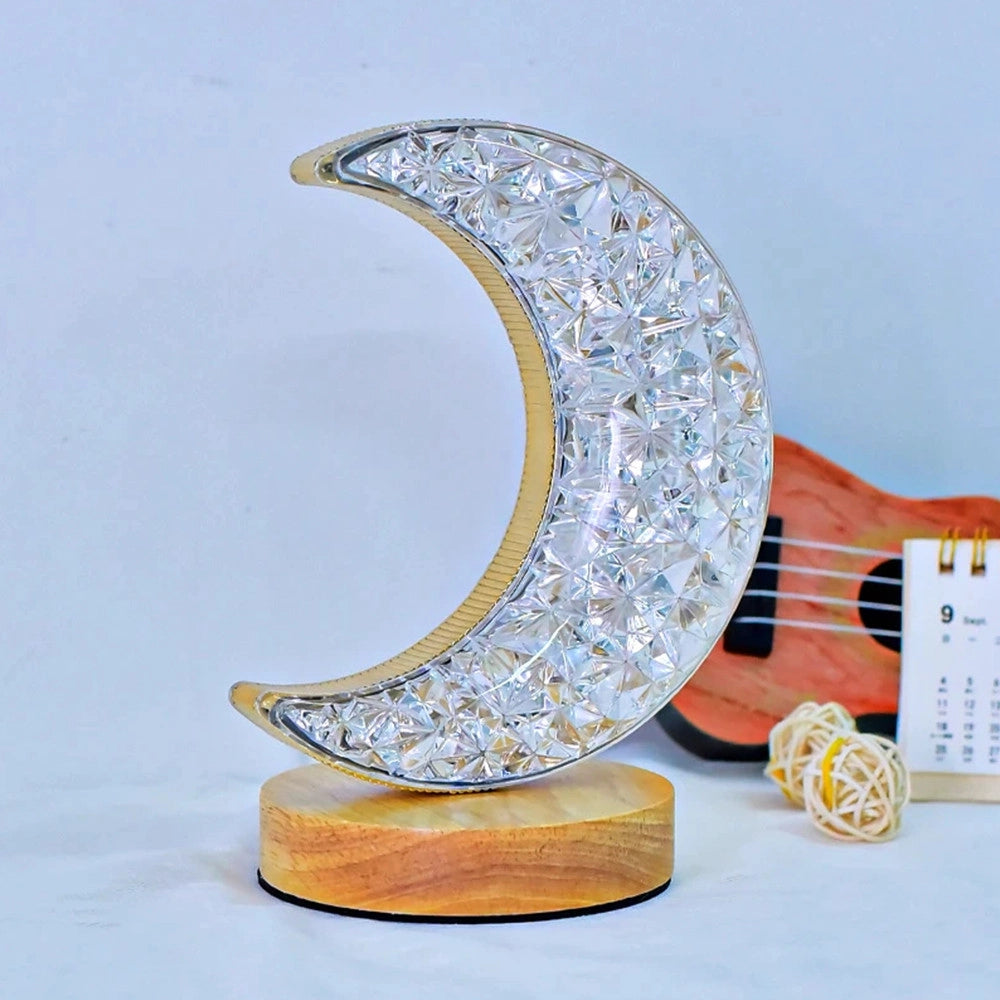 Trade Shop - Lampada Da Tavolo A Forma Di Luna Ricaricabile Usb Touch E 3 Intensità Di Luce -