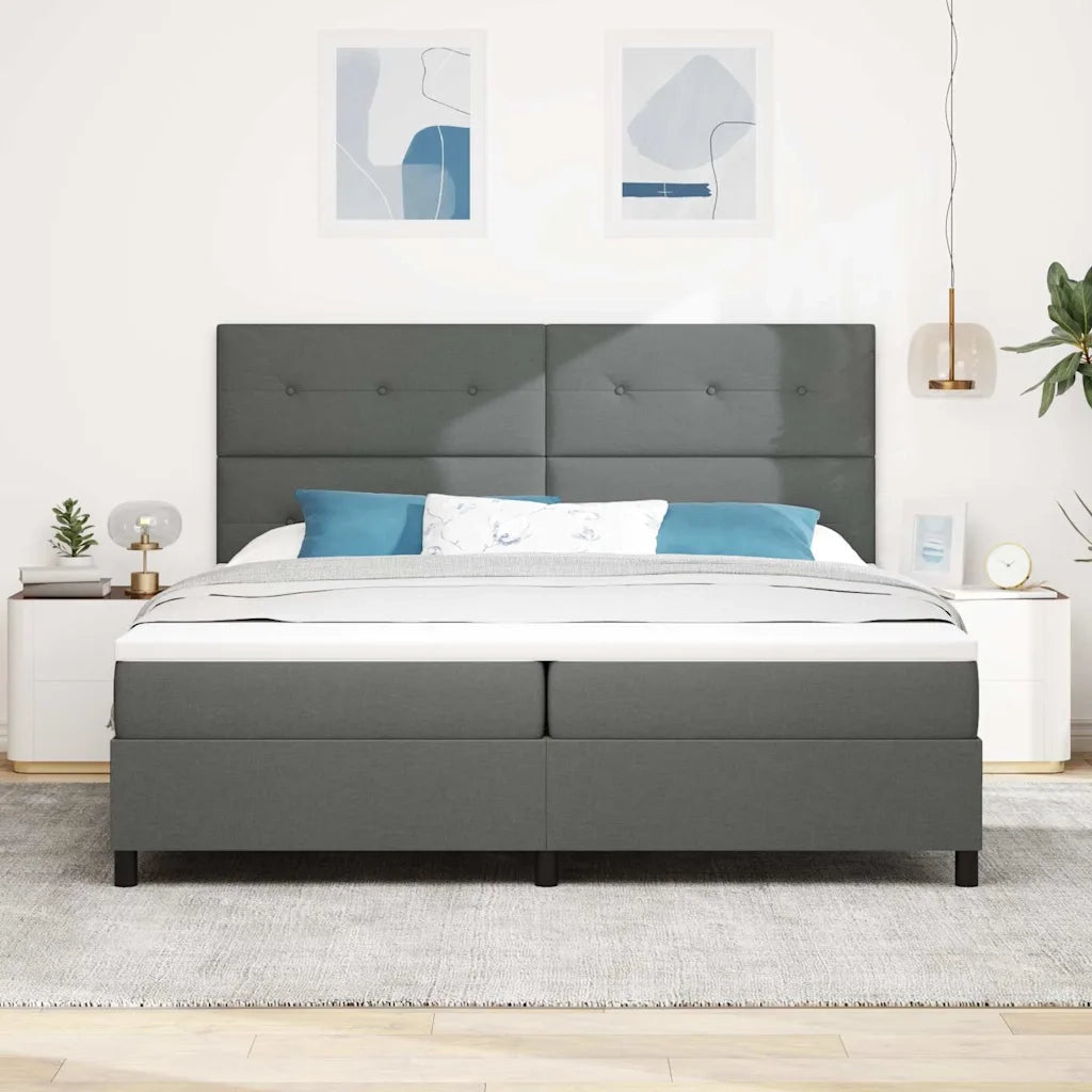 Letto a molle con materasso Grigio scuro 200 x 200 cm Tessuto 3339414