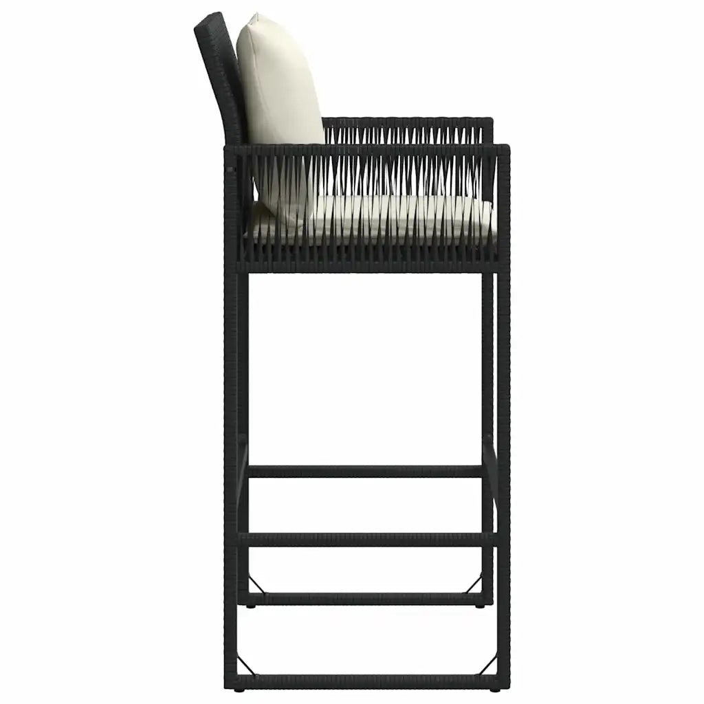 Sgabelli da Bar con Cuscini 2 pz Neri in Polyrattan 368705