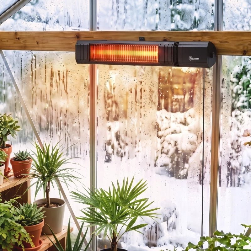 Stufa a infrarossi a parete 2000 W in carbonio; app WiFi e telecomando; 9 livelli; nero
