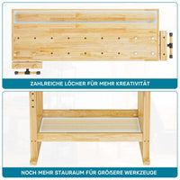 Banco da lavoro 145x49x86cm in legno (Rubberwood) ripiano e pinze di serraggio