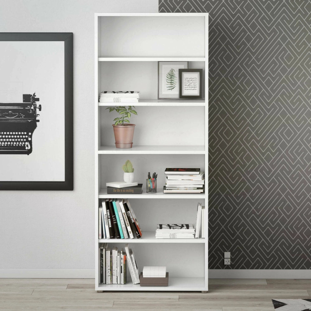 Libreria Armon, Scaffale da ufficio, Mobile portalibri, Biblioteca, 89x40 h222 cm, Bianco