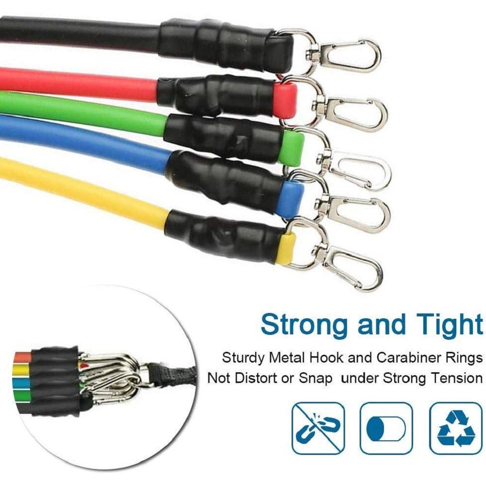 Trade Shop - Set Bande Elastiche Resistenza Borsa Maniglie Ancoraggio Porta Cinghie Puntapiedi -