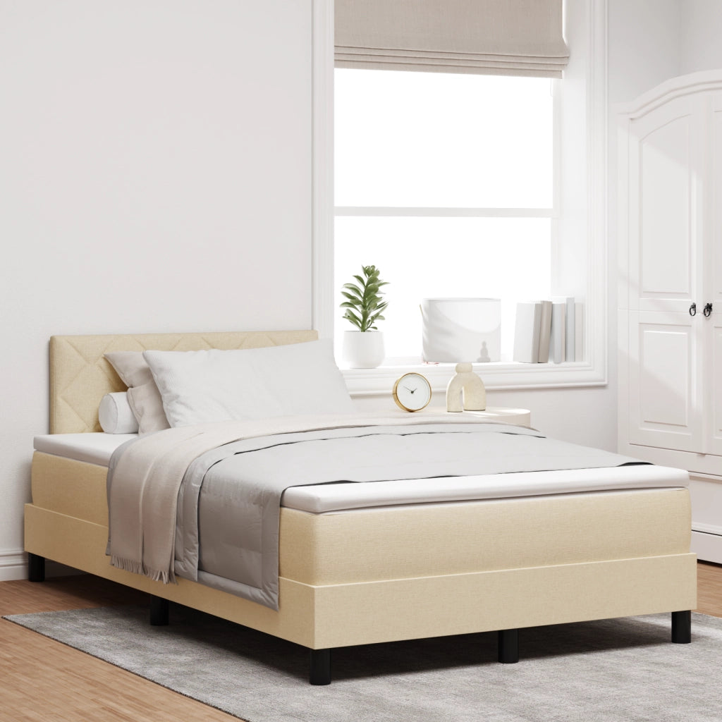 Letto a Molle con Materasso e LED Crema 120x190 cm Tessuto