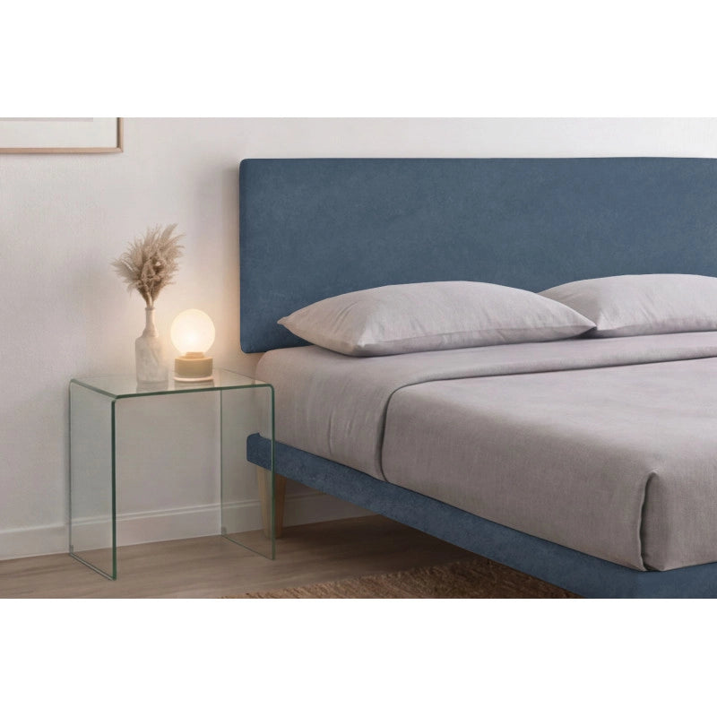 Letto imbottito Letto Matrimoniale alla Francese 140x200 cm Flat - Con rete,Microfibra,Blu