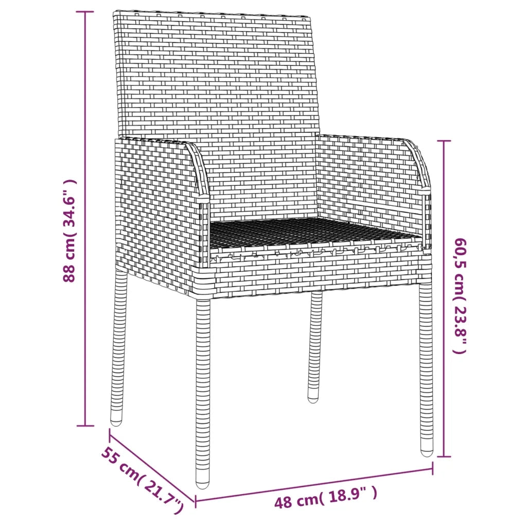 Sedie da Giardino con Cuscini 4 pz in Polyrattan Grigie 319888