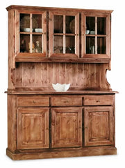Cristalliera 3 ante legno massello di pino noce consumato 147x43x195 - Mobili 2G