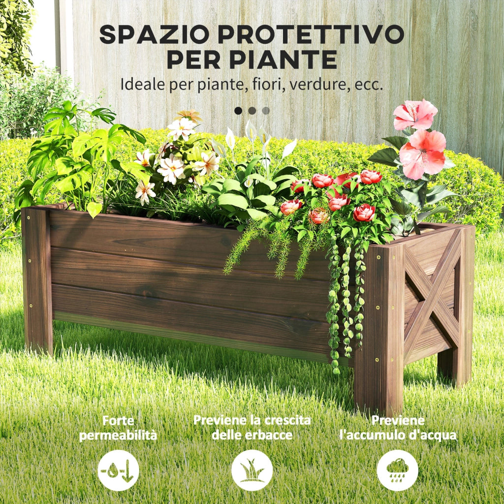 Letto Rialzato per Orto e Fioriera Rettangolare ¨C Xylo ¨C 100x36.5x36cm Legno