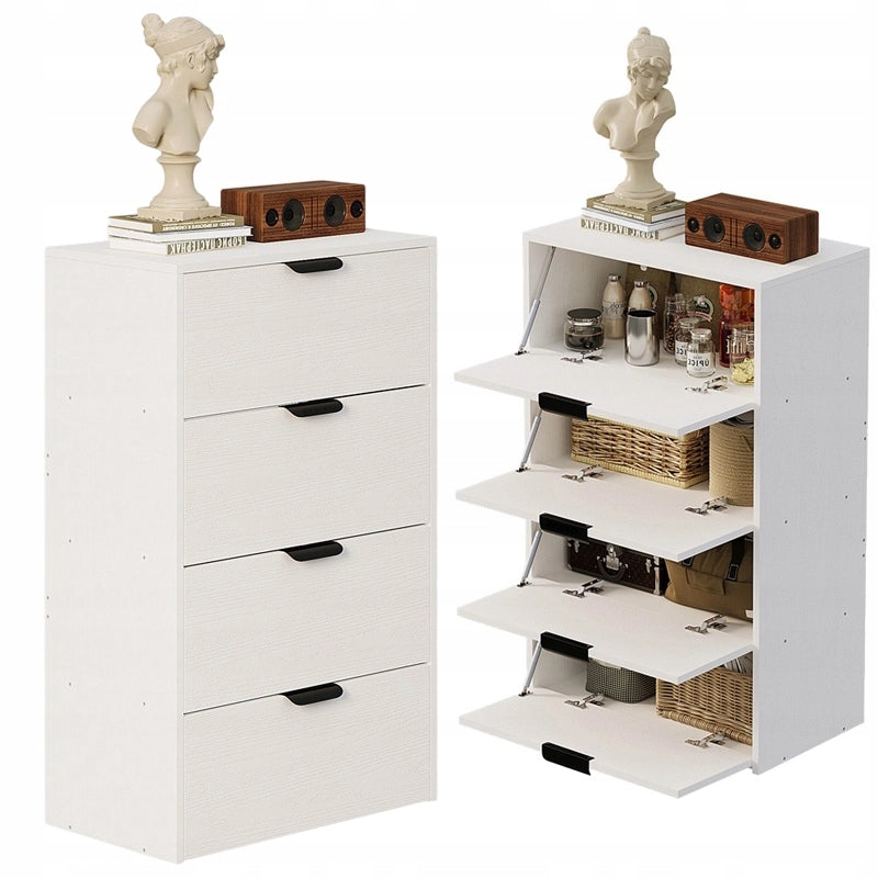 Libreria moderna, alta e chiusa, in stile loft, con 4 ripiani, ideale per il soggiorno.