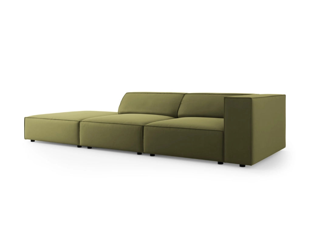 Cosmopolitan Design - Divano sinistro "Arendal" 4 posti in velluto verde chiaro 