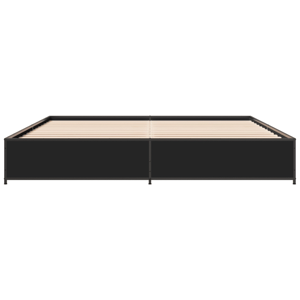 Giroletto Nero 160x200 cm in Legno Multistrato e Metallo