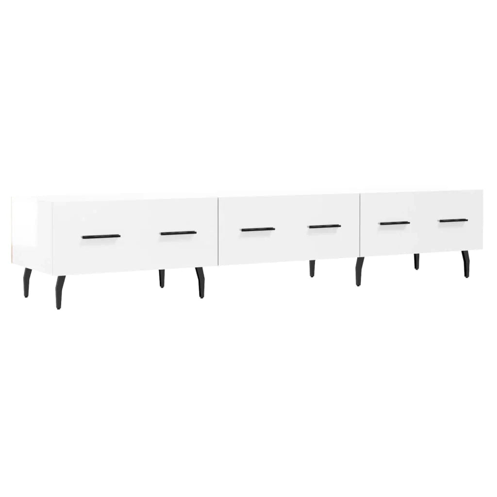 Mobile TV multimediale mensola TV mobile TV sala da pranzo soggiorno camera da letto finitura lucida 150 x 36 x 30 cm legno ingegnerizzato bianco 02_0027045