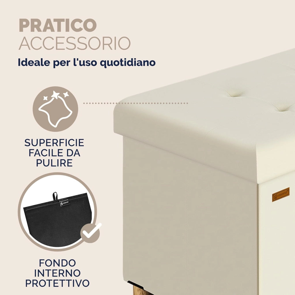 ® Panca Contenitore in Velluto con Piedini Cassapanca 76 cm Carico Max 300kg Pouf Baule Portaoggetti Soggiorno Camera da Letto Corridoio
