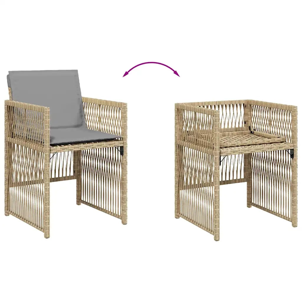 Sedie da Giardino con Cuscini 4 pz Beige Misto in Polyrattan
