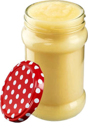 Pentole per conserva 315 ml - diametro 66 mm - pentole per marmellata - pentole a chiusura ermetica a forma rotonda - 10 pezzi - pentole per marmellata rotonde con coperchio a strisce rosse
