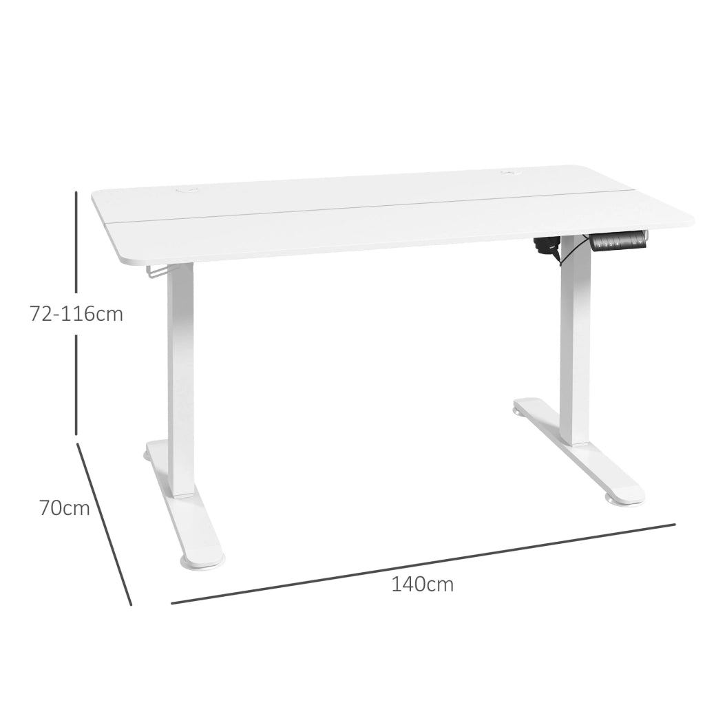Scrivania lineare elettrica regolabile in altezza con 4 memorie e anti-collisione per ufficio bianco 140 × 70 cm